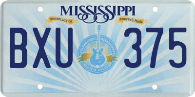 MS license plate BXU375