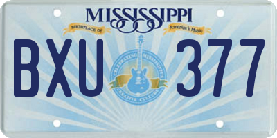 MS license plate BXU377