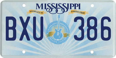 MS license plate BXU386