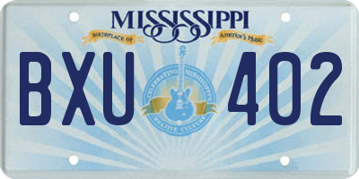 MS license plate BXU402