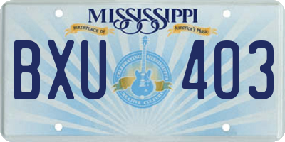 MS license plate BXU403