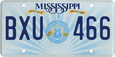 MS license plate BXU466