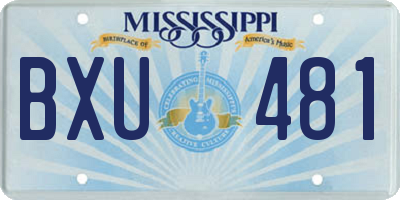 MS license plate BXU481