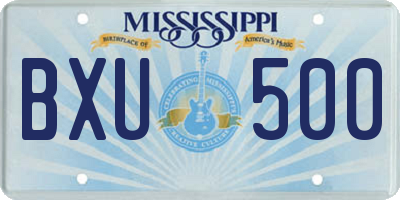 MS license plate BXU500