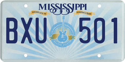 MS license plate BXU501