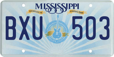 MS license plate BXU503
