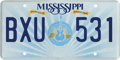 MS license plate BXU531