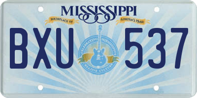 MS license plate BXU537