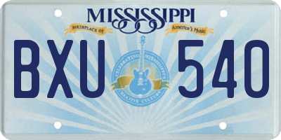 MS license plate BXU540