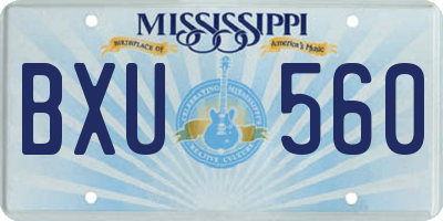 MS license plate BXU560