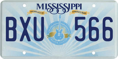 MS license plate BXU566