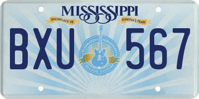 MS license plate BXU567