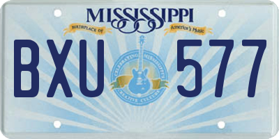 MS license plate BXU577