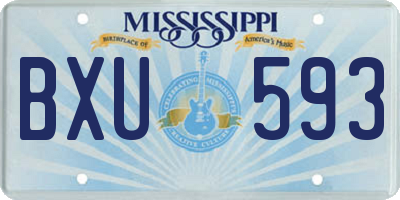 MS license plate BXU593