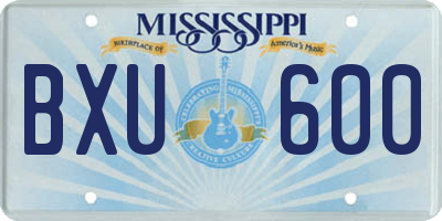 MS license plate BXU600