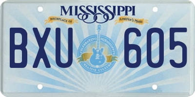 MS license plate BXU605