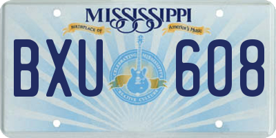 MS license plate BXU608