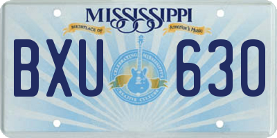 MS license plate BXU630