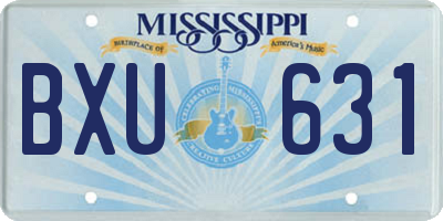 MS license plate BXU631