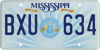 MS license plate BXU634