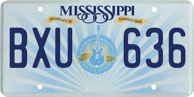 MS license plate BXU636