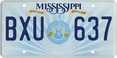 MS license plate BXU637