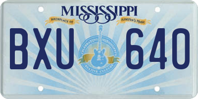 MS license plate BXU640