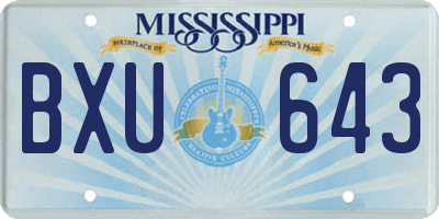 MS license plate BXU643