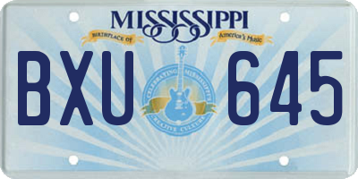 MS license plate BXU645
