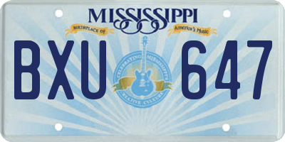 MS license plate BXU647