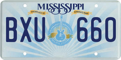 MS license plate BXU660
