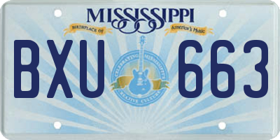 MS license plate BXU663