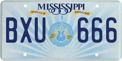 MS license plate BXU666