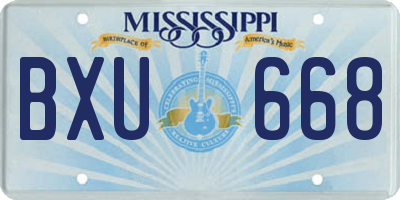 MS license plate BXU668