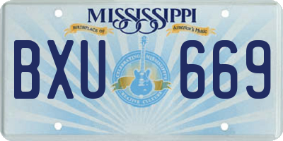 MS license plate BXU669