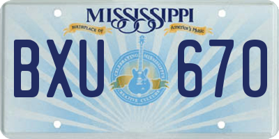 MS license plate BXU670
