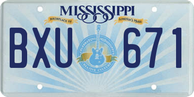 MS license plate BXU671