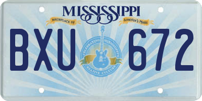 MS license plate BXU672