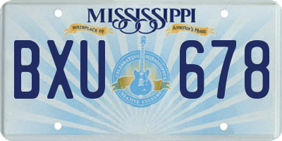 MS license plate BXU678