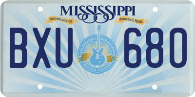 MS license plate BXU680
