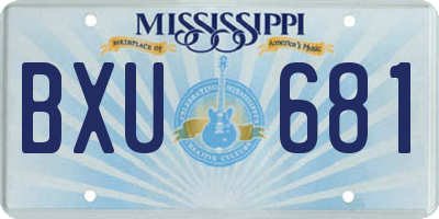 MS license plate BXU681