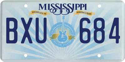 MS license plate BXU684