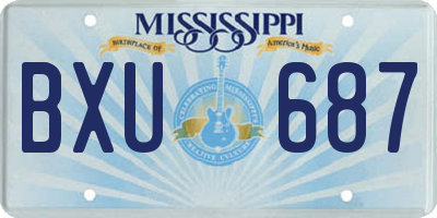 MS license plate BXU687