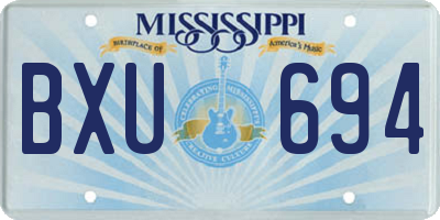 MS license plate BXU694
