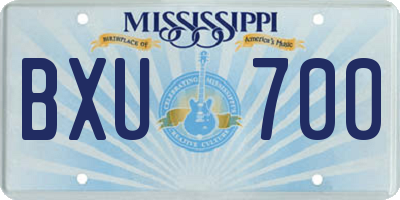 MS license plate BXU700