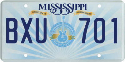 MS license plate BXU701