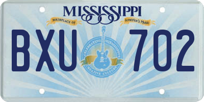MS license plate BXU702