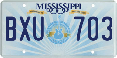 MS license plate BXU703