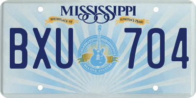 MS license plate BXU704