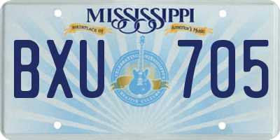 MS license plate BXU705
